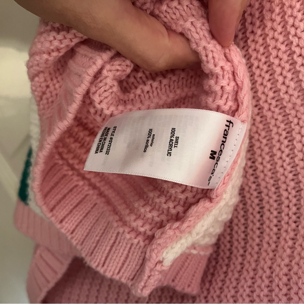 Francesca's Patchwork Medium Knit Sweater - Pink,… - image 4